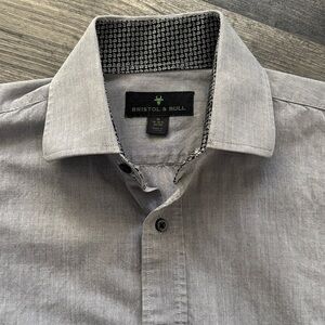 Bristol & Bull Gray Long Sleeve Shirt Size small 14” - 14 1/2”
